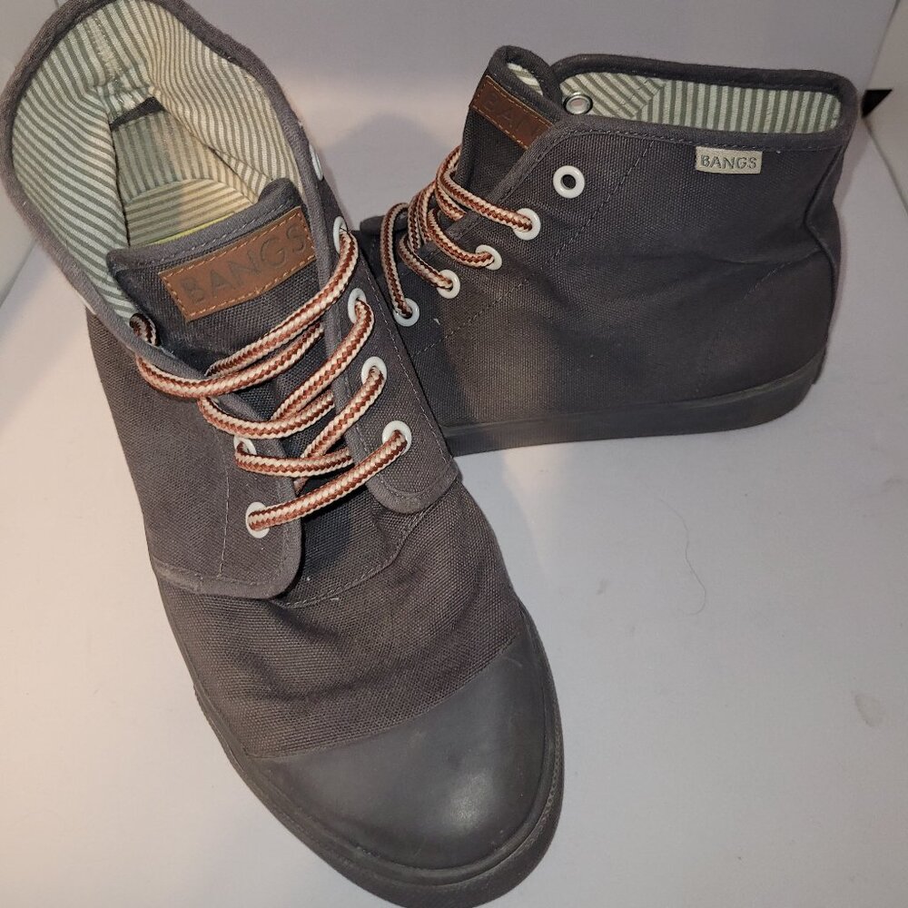 Bangs Unisex Shoes Men's 6.5 Women's 8 in Gray * Canvas Sneakers * High Top